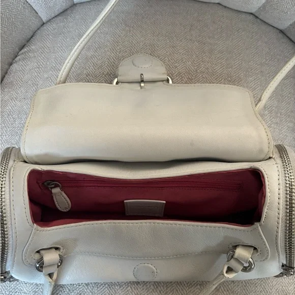 Y2K East West Leather Vintage Shoulder Bag with Buckle Silver Hardware - Picture 10 of 12